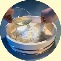 Fotografie der Reiszubereitung
